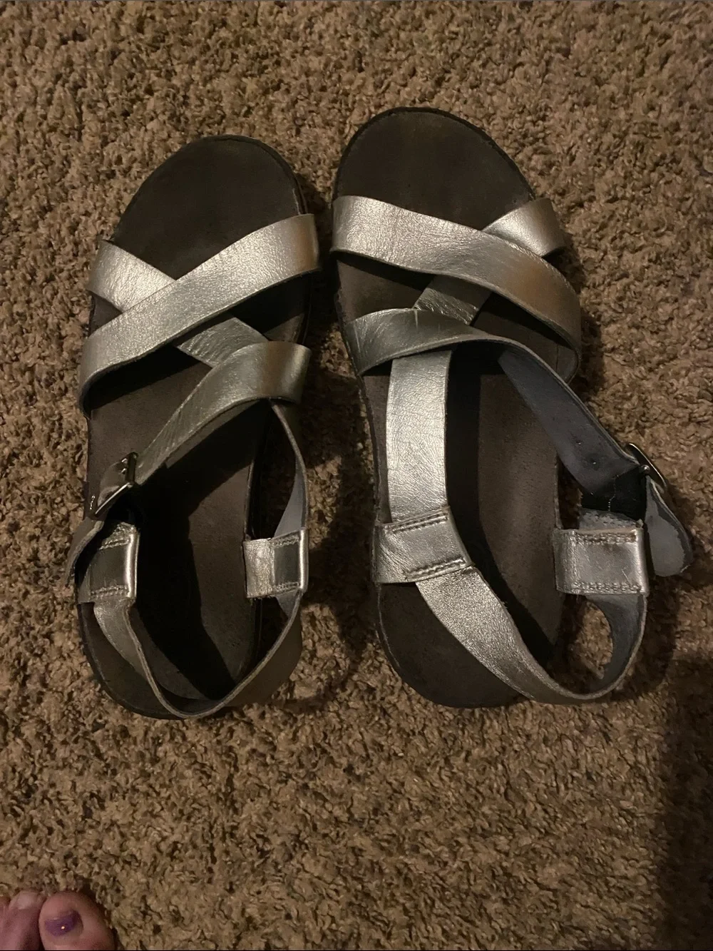 Chaco Kids Metallic Silver Crisscross Sandals